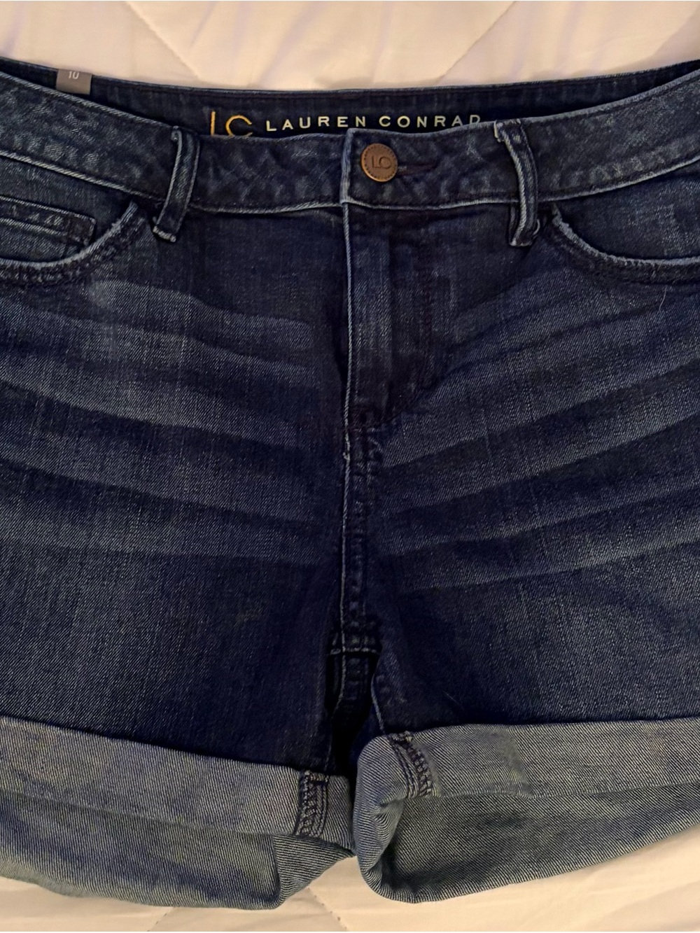 LC Lauren Conrad Dark Blue Rolled Cuff Denim Shorts